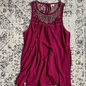 Medium Maroon Lauren Conrad Tank with beads